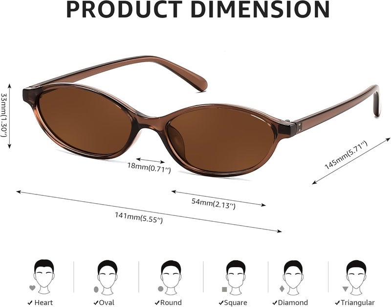 FEISEDY Retro Oval Cat Eye Sunglasses for Women 90s Narrow Lightweight Shades Y2k Trendy Sunnies B0257 - Image 5